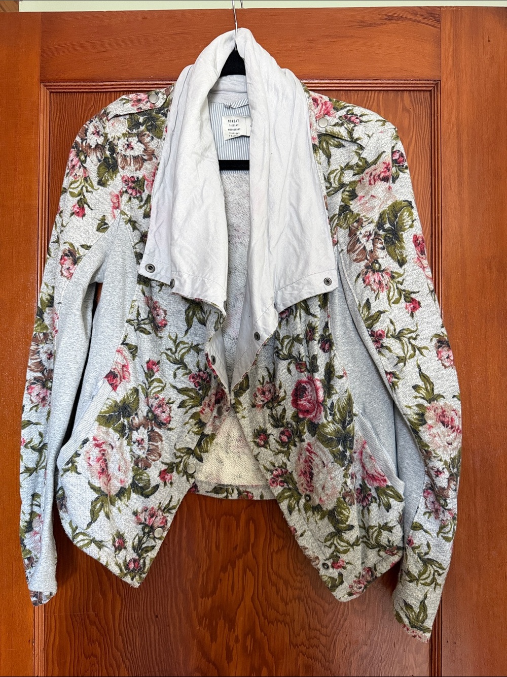 Anthropologie Floral Draped Open-Front Blazer Jacket
